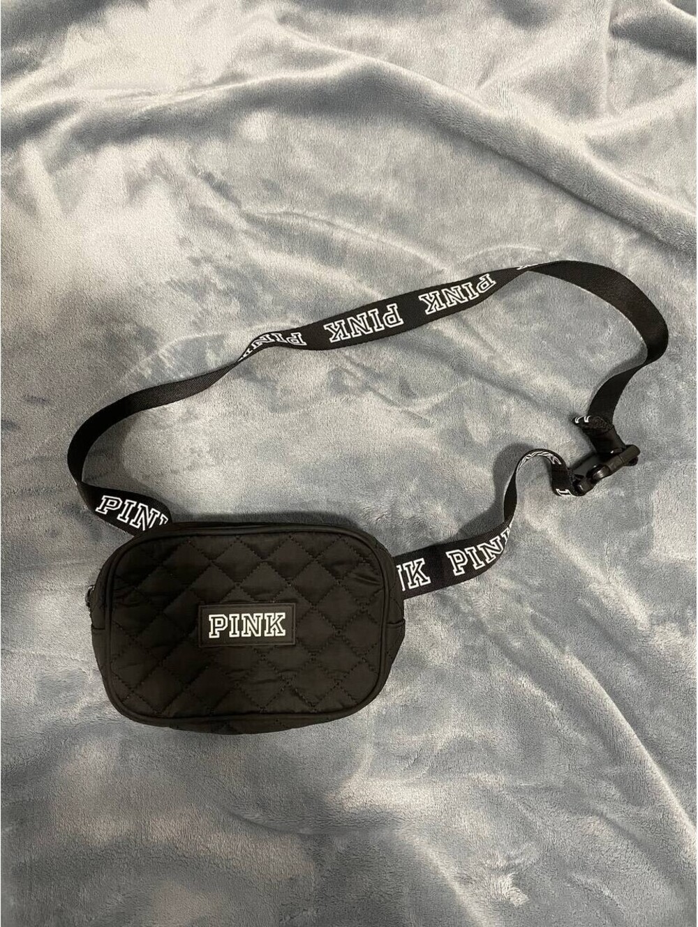 Victoria’s Secret PINK Quilted Belt Bag Black Fanny Pack Adjustable Strap